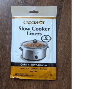 Crock-Pot Slow Cooker Liners 6 Count BPA Free Fits 3-7 Quart Pots A1831-13551